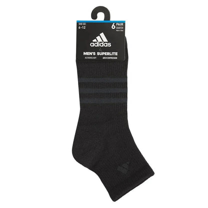 Men's Superlite 3.0 6 Pack Quarter Tennis Socks Black and Night GreyTienda Tennis