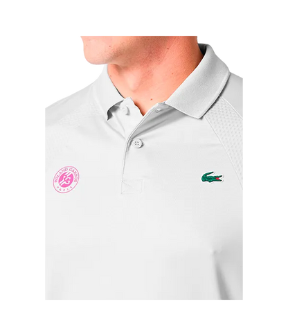 Polo Lacoste Roland Garros Blanco/Rosa 2025