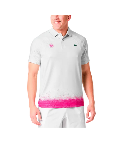 Polo Lacoste Roland Garros Blanco/Rosa 2025