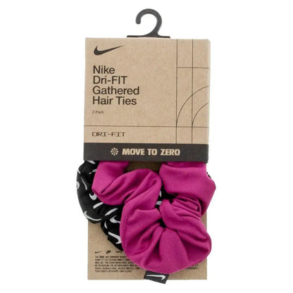 Unisex Gathered Reflective Graphic Hair Ties 2 Pack Hot Fuchsia and BlackTienda Tennis