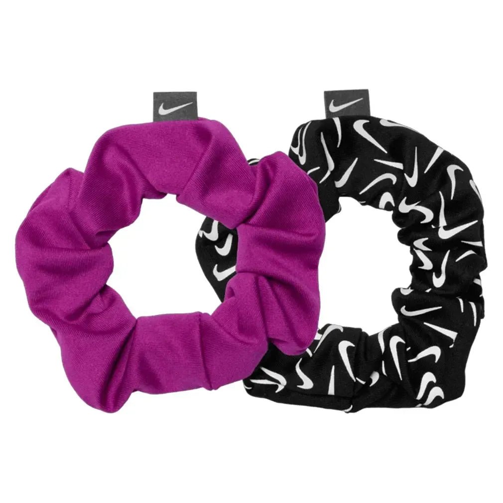 Unisex Gathered Reflective Graphic Hair Ties 2 Pack Hot Fuchsia and BlackTienda Tennis