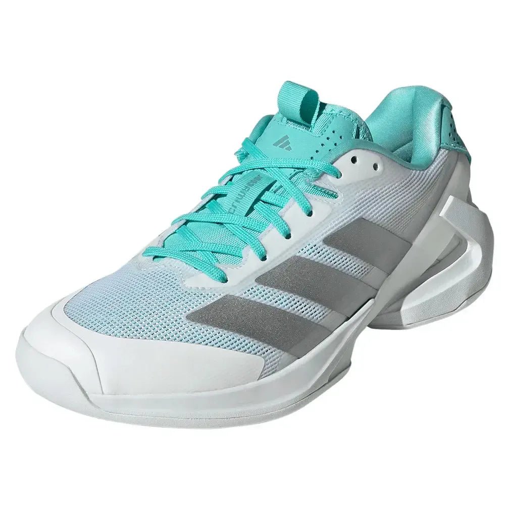 Women's adizero Ubersonic 5 Tennis Shoes Footwear White and Silver MetallicTienda Tennis