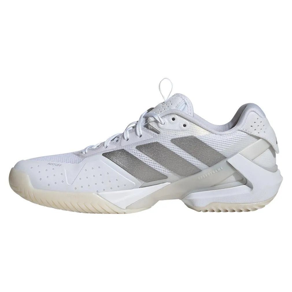 Women's Adizero Ubersonic 5 Tennis Shoes White and Silver MetallicTienda Tennis