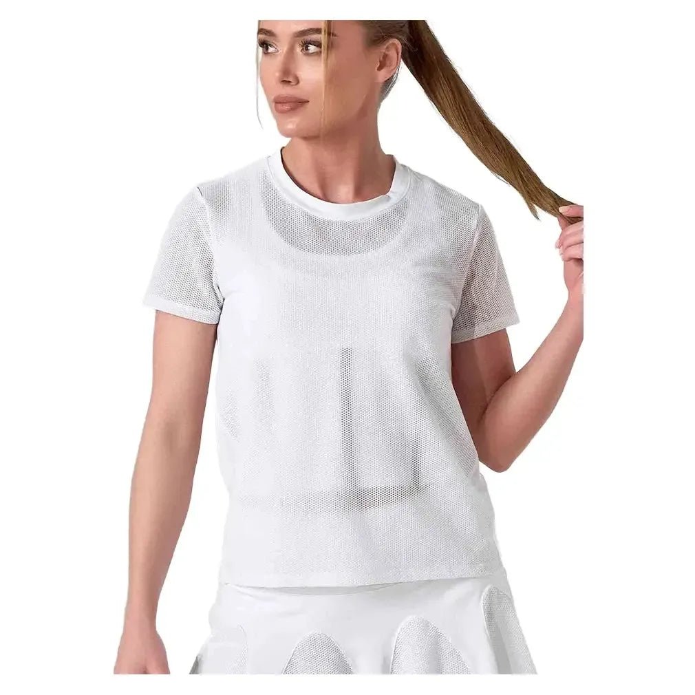 Women's Baila Short Sleeve Tennis Top WhiteTienda Tennis
