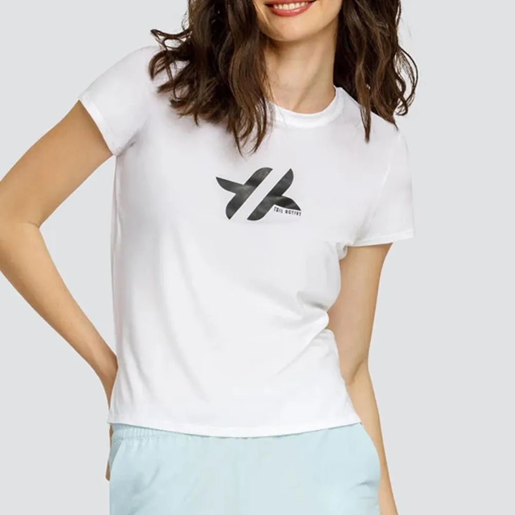 Women's Bijou Short Sleeve Tennis Top White with LogoTienda Tennis