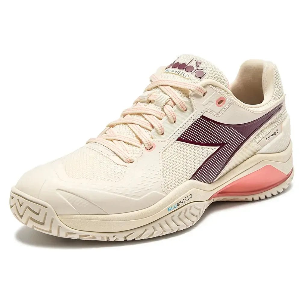 Women's Blushield Torneo 3 AG Tennis Shoes Whisper White and MaroonTienda Tennis