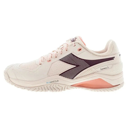 Women's Blushield Torneo 3 AG Tennis Shoes Whisper White and MaroonTienda Tennis