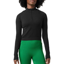 Womens Break Point Seamless Quarter Zip Tennis Top BlackTienda Tennis