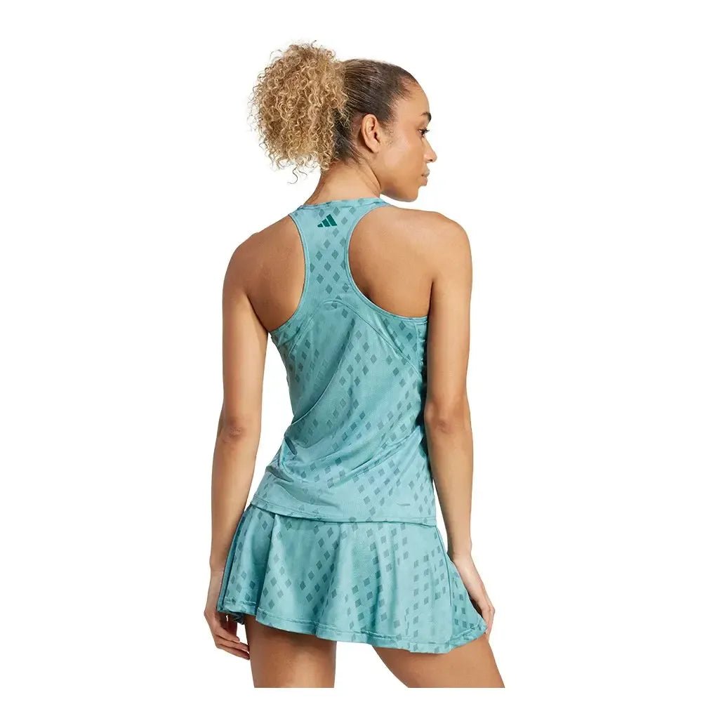 Women's Club Graphic Tennis Tank Powder Teal and Preloved TealTienda Tennis