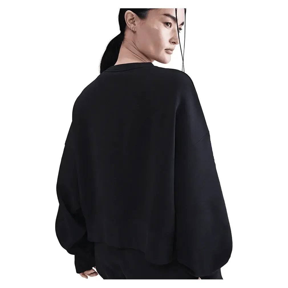 Women's Court Heritage Phoenix Fleece Oversized Long Sleeve Tennis Crew BlackTienda Tennis
