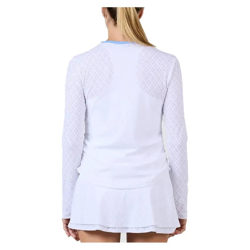 Women's Long Sleeve Tennis Top Grid Jacquard and PeriwinkleTienda Tennis