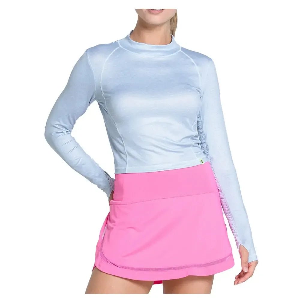 Women's Mock Neck Hip Fit Long Sleeve Tennis Top Heather GreyTienda Tennis