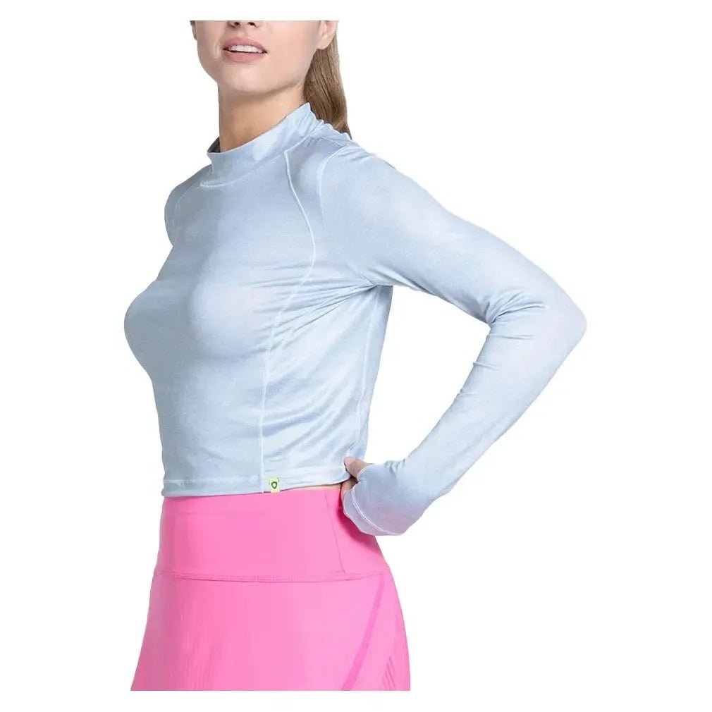 Women's Mock Neck Hip Fit Long Sleeve Tennis Top Heather GreyTienda Tennis