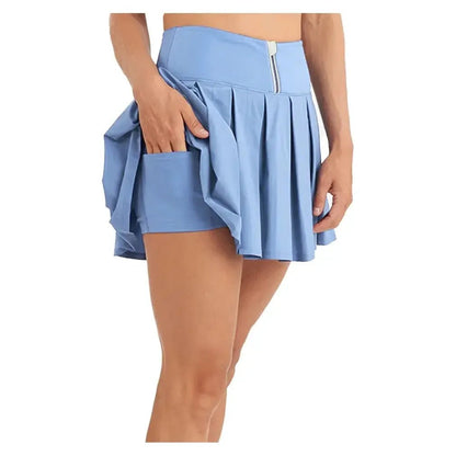 Women's Piped Pleated Tennis Skort Bay Blue and WhiteTienda Tennis