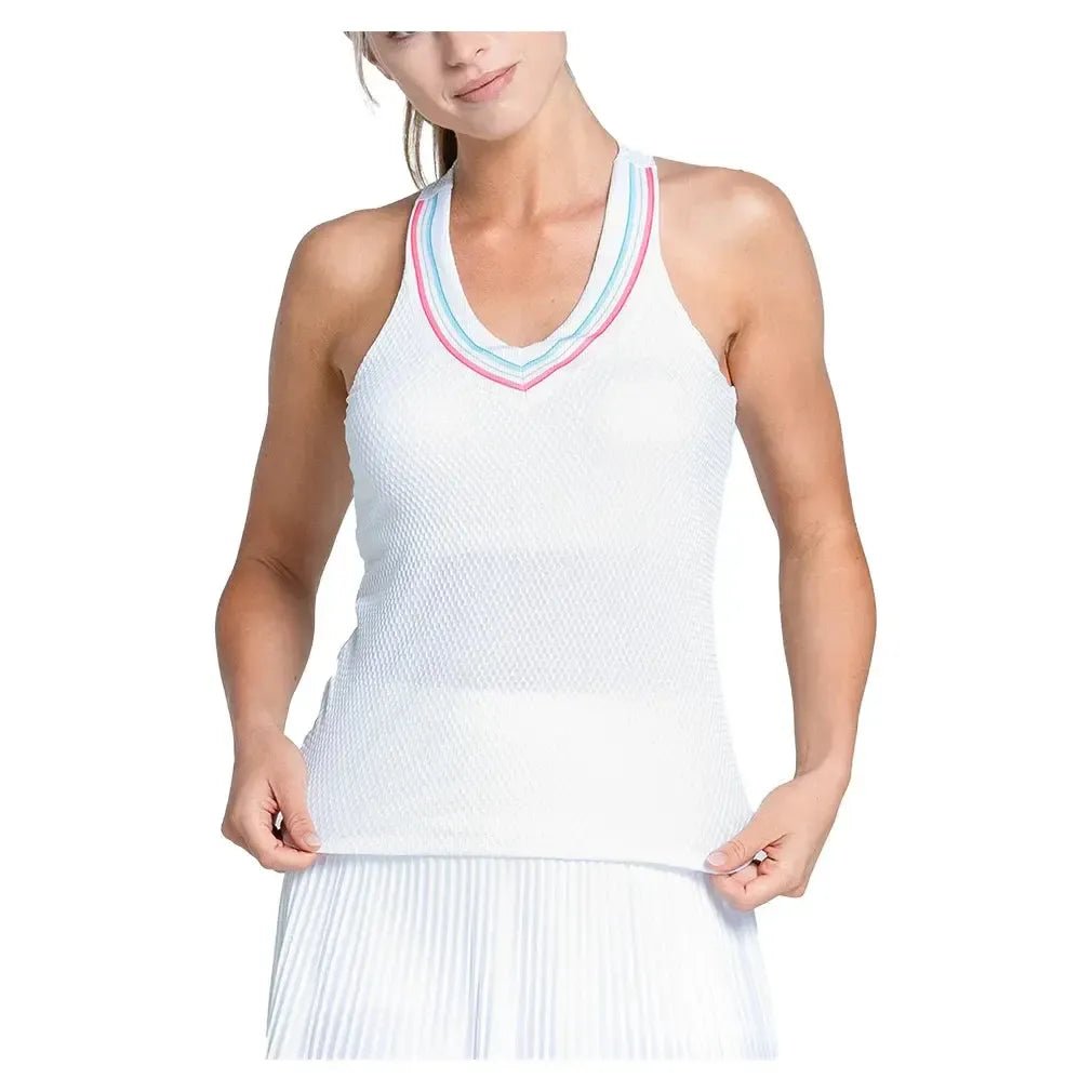 Women's Retro Revival Tennis Tank with Bra WhiteTienda Tennis