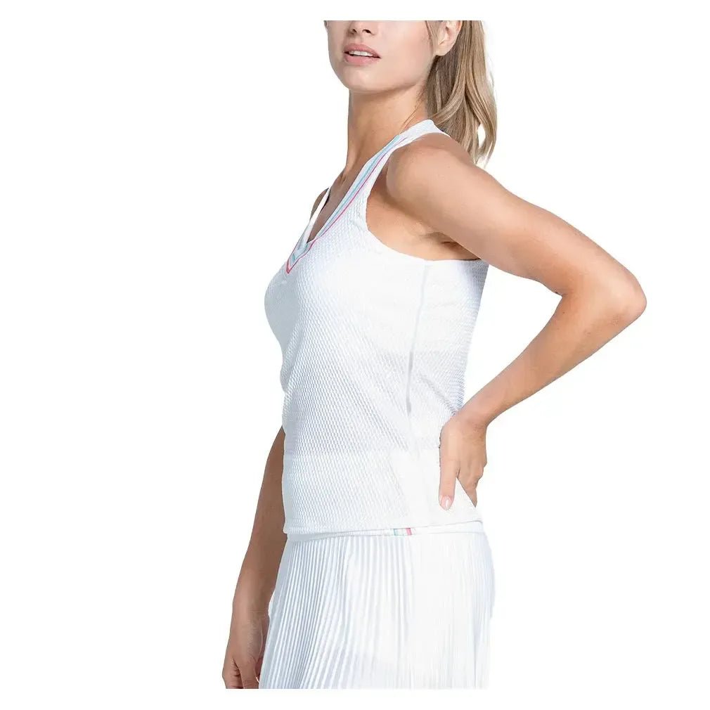 Women's Retro Revival Tennis Tank with Bra WhiteTienda Tennis