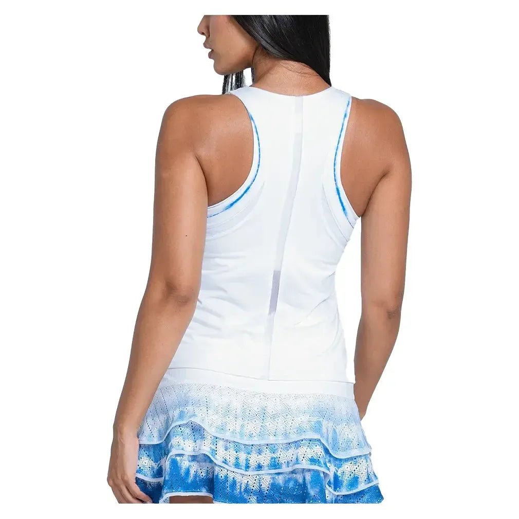 Women's Shibori Stripe Tennis Tank with Bra WhiteTienda Tennis